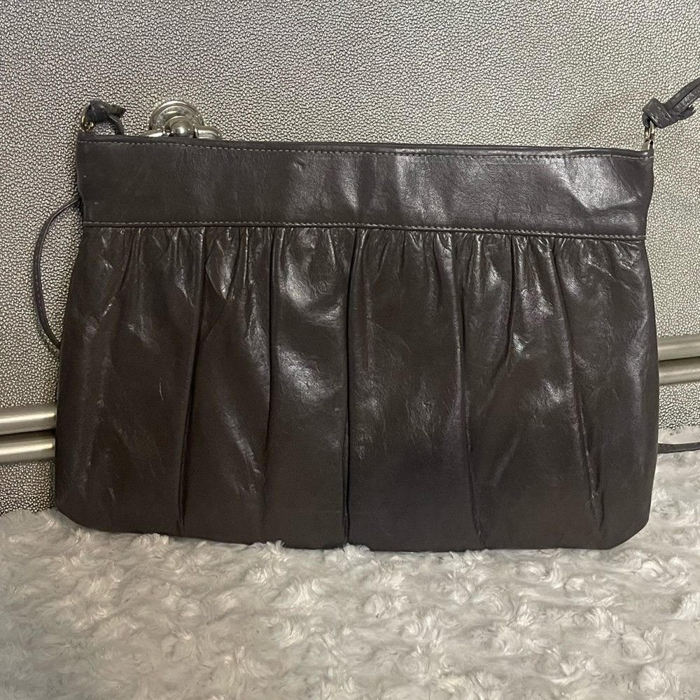 Elegant vintage grey Leather Clutch